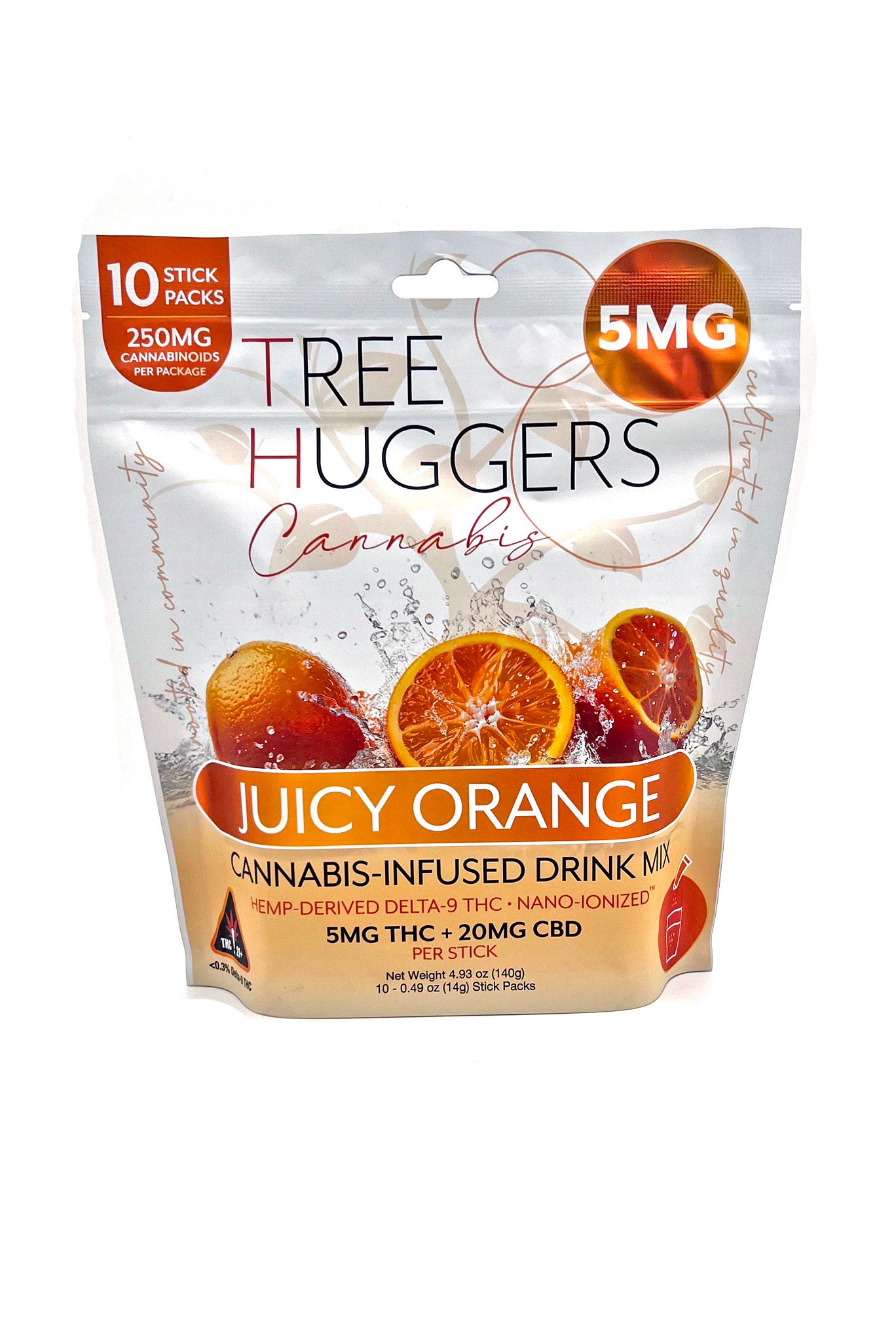 Cannabis Beverage Powder Pouch – Juicy Orange 5mg (10 sticks per